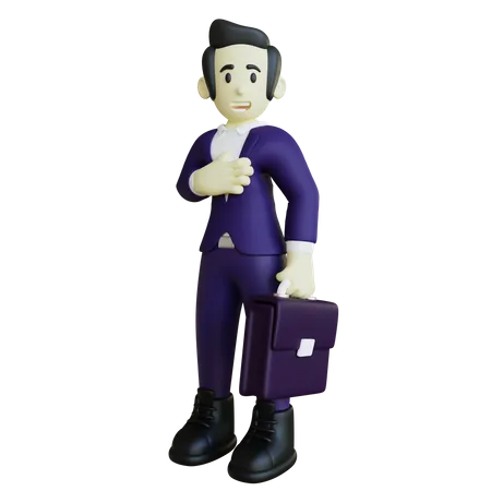 Businessman Holding Suitcase 3D Illustration