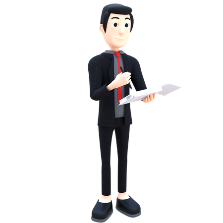 Businessman holding tablet 3D Illustration
