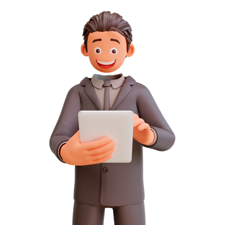 Businessman holding tablet 3D Illustration