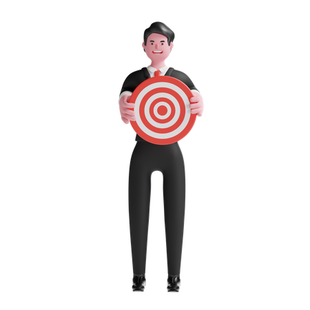 Businessman Holding Target Board  3D Icon