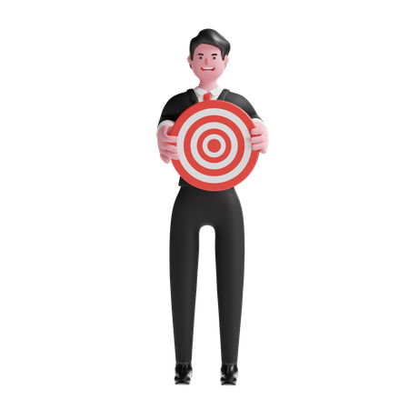 Businessman Holding Target Board  3D Illustration