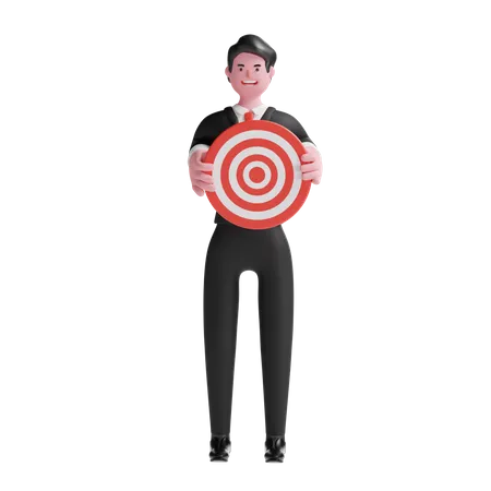 Businessman Holding Target Board  3D Illustration