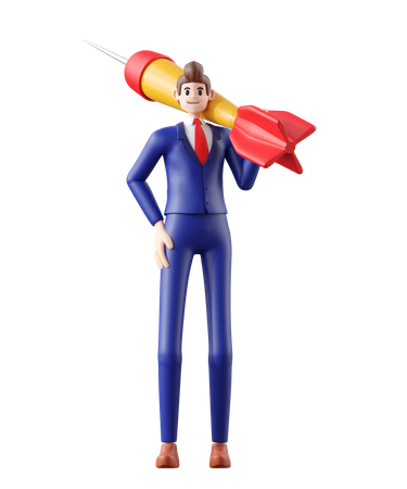 Businessman holding target point dart  3D Illustration