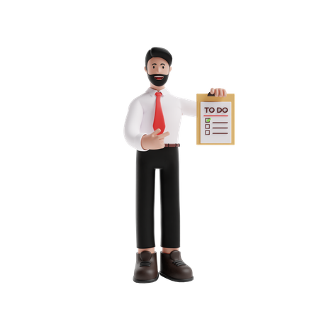 Businessman holding Todo List  3D Illustration