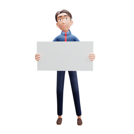 Businessman holding whiteboard  3D Illustration