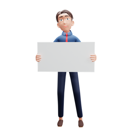 Businessman holding whiteboard 3D Illustration