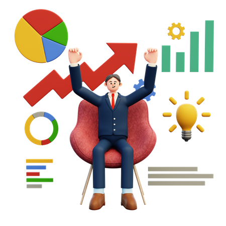 Businessman Implementing Investment Strategy  3D Illustration