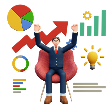 Businessman Implementing Investment Strategy  3D Illustration