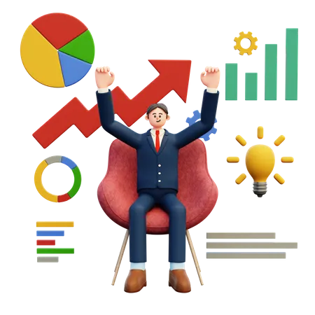 Businessman Implementing Investment Strategy  3D Illustration