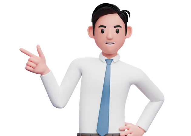 Businessman in a white shirt pointing with finger gun  3D Illustration