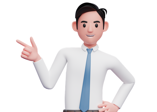 Businessman in a white shirt pointing with finger gun 3D Illustration