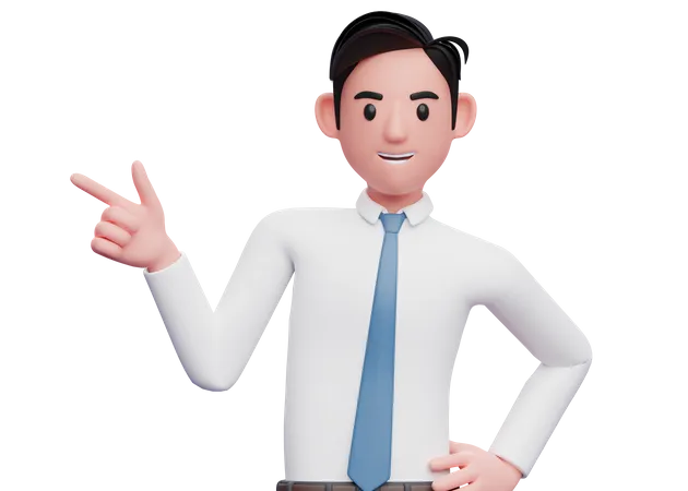 Businessman in a white shirt pointing with finger gun 3D Illustration