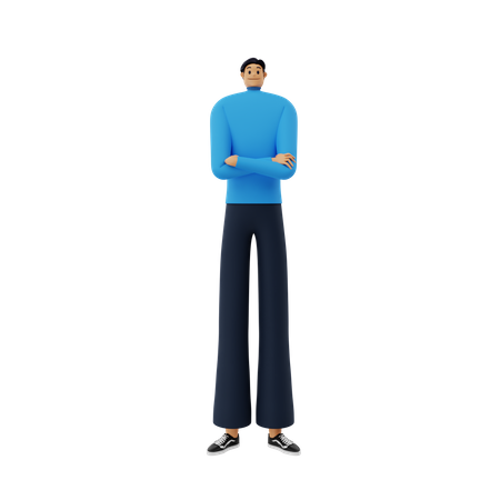 Businessman in crossed arms pose  3D Illustration