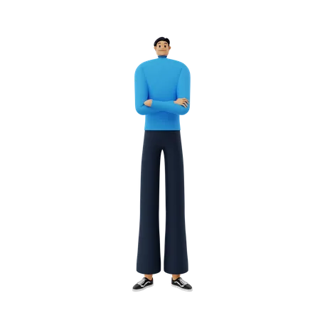 Businessman in crossed arms pose  3D Illustration