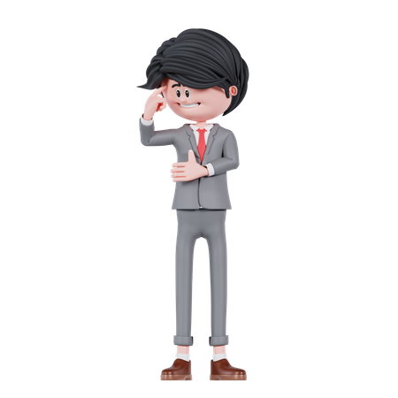 Businessman In Deep Thought Pose  3D Icon