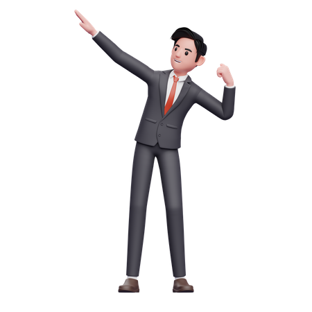 Businessman in formal suit and celebrate victory 3D Illustration
