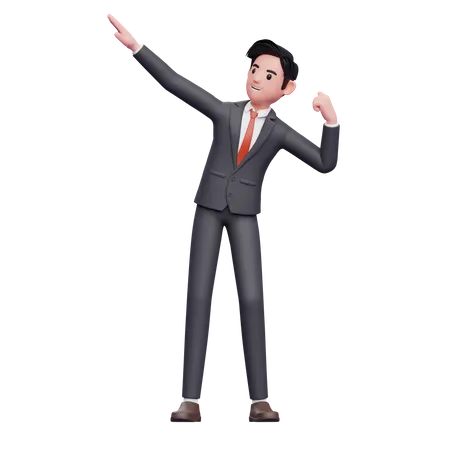 Businessman in formal suit and celebrate victory 3D Illustration
