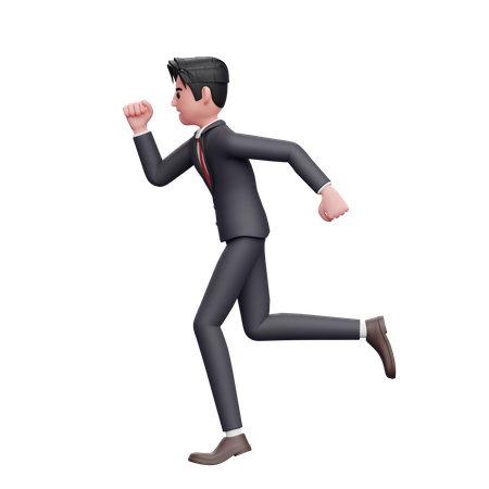 Businessman in formal suit are running to meet deadlines 3D Illustration