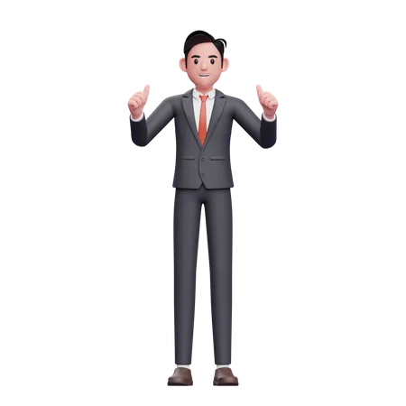 Businessman in formal suit give applause thumbs up  3D Illustration