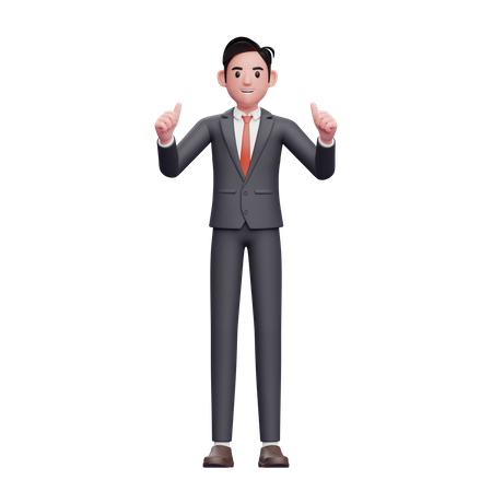 Businessman in formal suit give applause thumbs up 3D Illustration