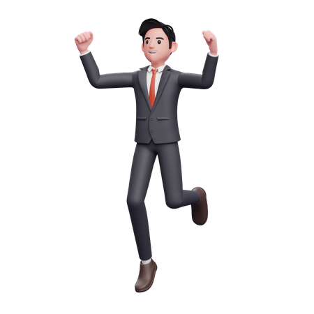 Businessman in formal suit jump  3D Illustration