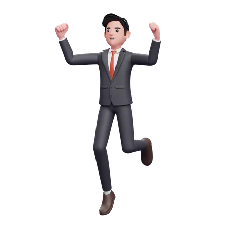 Businessman in formal suit jump  3D Illustration