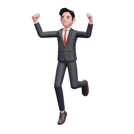 Businessman in formal suit jump 3D Illustration