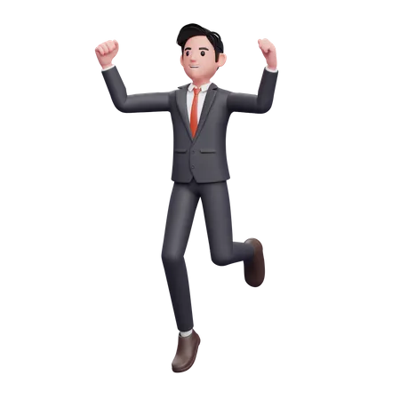 Businessman in formal suit jump 3D Illustration
