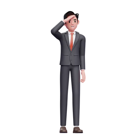 Businessman in formal suit looking far away  3D Illustration