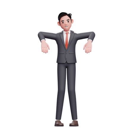 Businessman in formal suit marionette pose  3D Icon