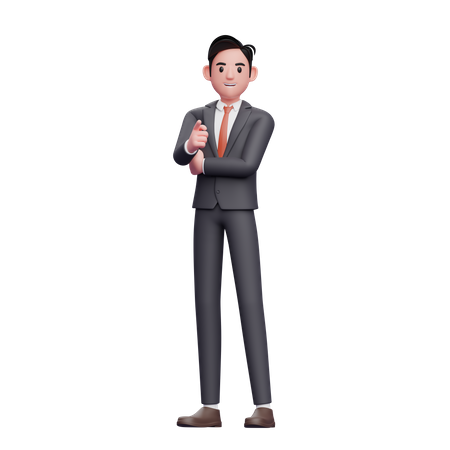 Businessman in formal suit pointing at camera  3D Icon