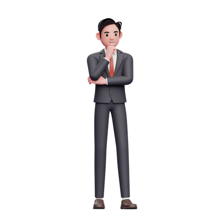 Businessman in formal suit thinking 3D Illustration