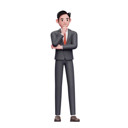 Businessman in formal suit thinking 3D Illustration