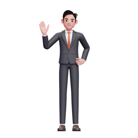 Businessman in formal suit waving hand  3D Illustration