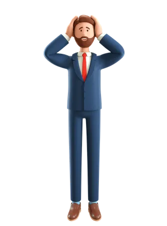 Businessman in panic 3D Illustration