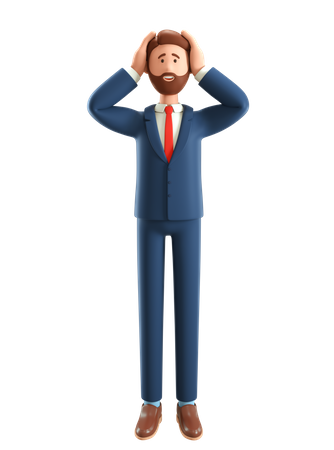 Businessman in panic  3D Illustration