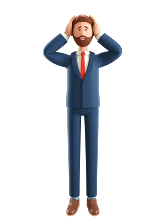 Businessman in panic  3D Illustration