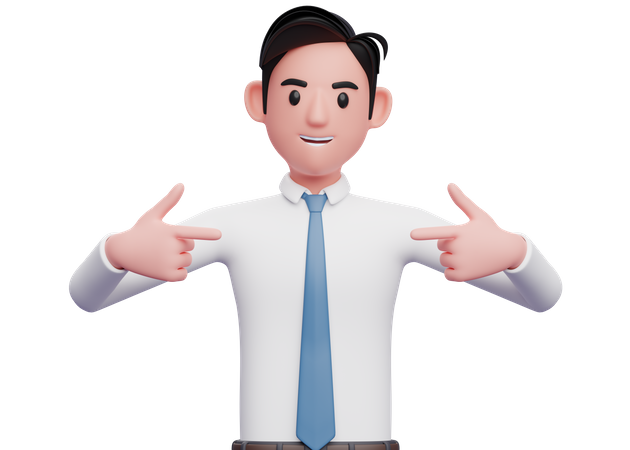 Businessman in white shirt pointing self  3D Icon