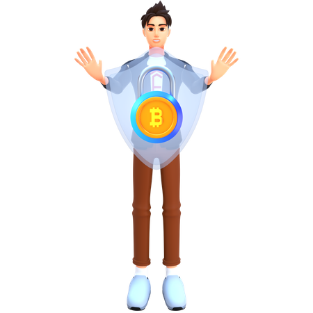 Businessman investing bitcoin security  3D Icon