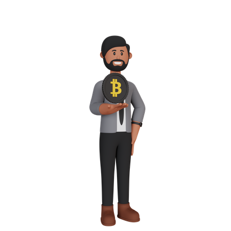 Businessman Investing in bitcoin  3D Icon