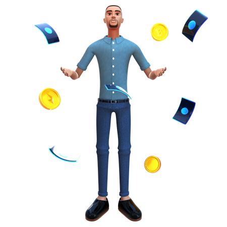 Businessman investing in bitcoin  3D Icon