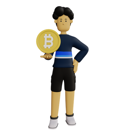 Businessman investing in bitcoin  3D Illustration