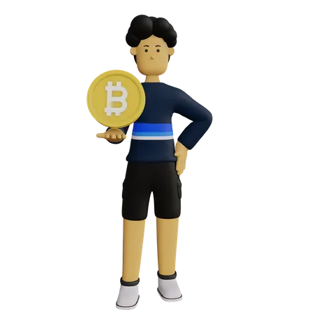 Businessman investing in bitcoin  3D Illustration