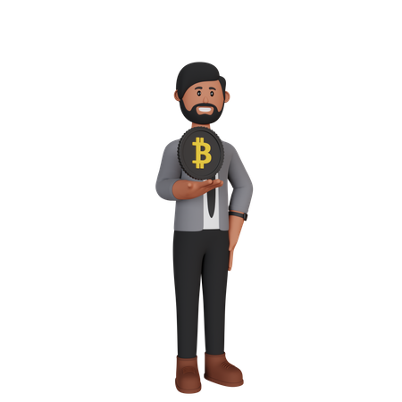 Businessman Investing in bitcoin 3D Illustration