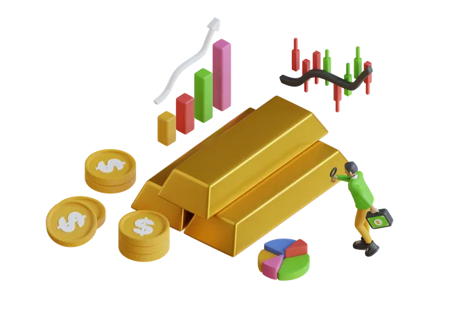 Businessman investing in gold  3D Illustration