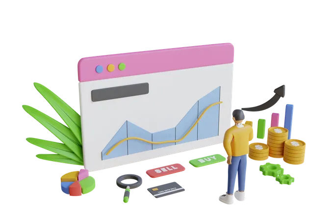 Businessman investing in stock market  3D Illustration