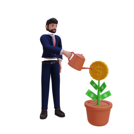 Businessman investing money  3D Illustration