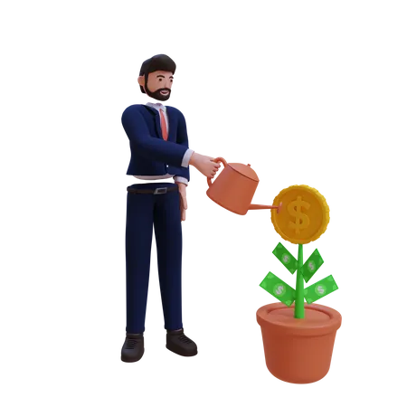 Businessman investing money 3D Illustration