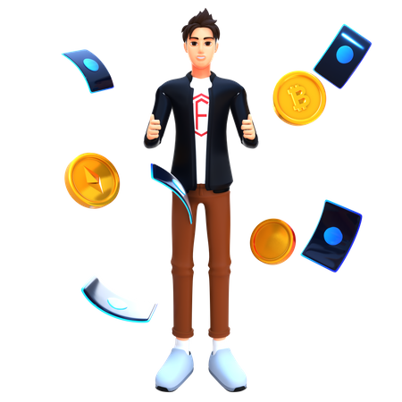 Businessman investing money in stock market  3D Icon