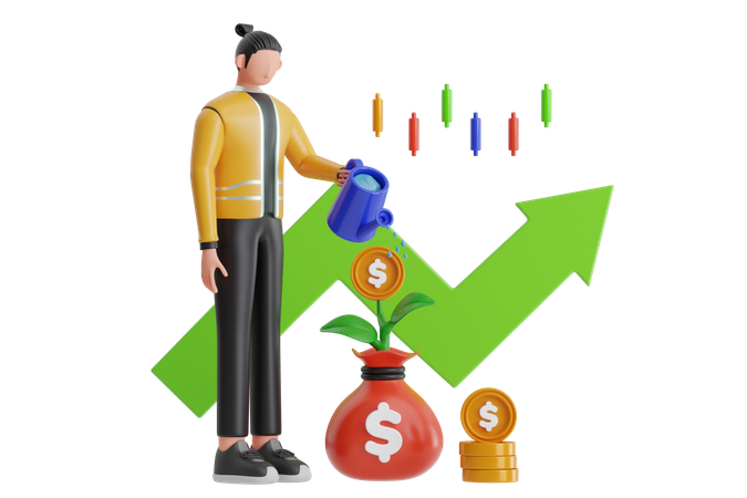 Businessman Investment Saving Fund  3D Illustration